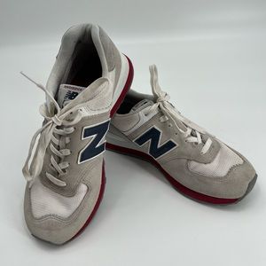 New Balance 574 Core Plus Nimbus Cloud Mens Size 9 Gray/Navy/Red